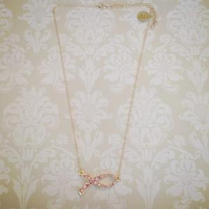 Pink Ribbon Necklace In Gold