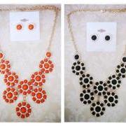 Bella Rose Necklace Set in Orange or Black