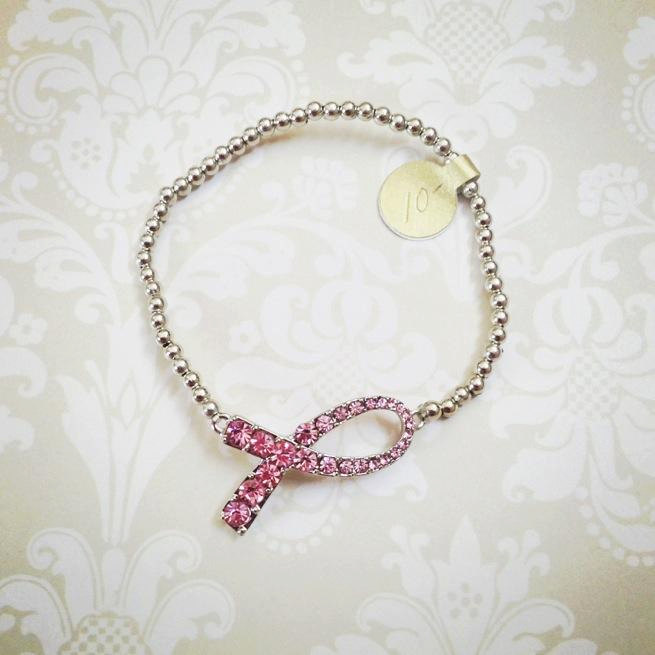 Pink Ribbon Bracelet In Silver